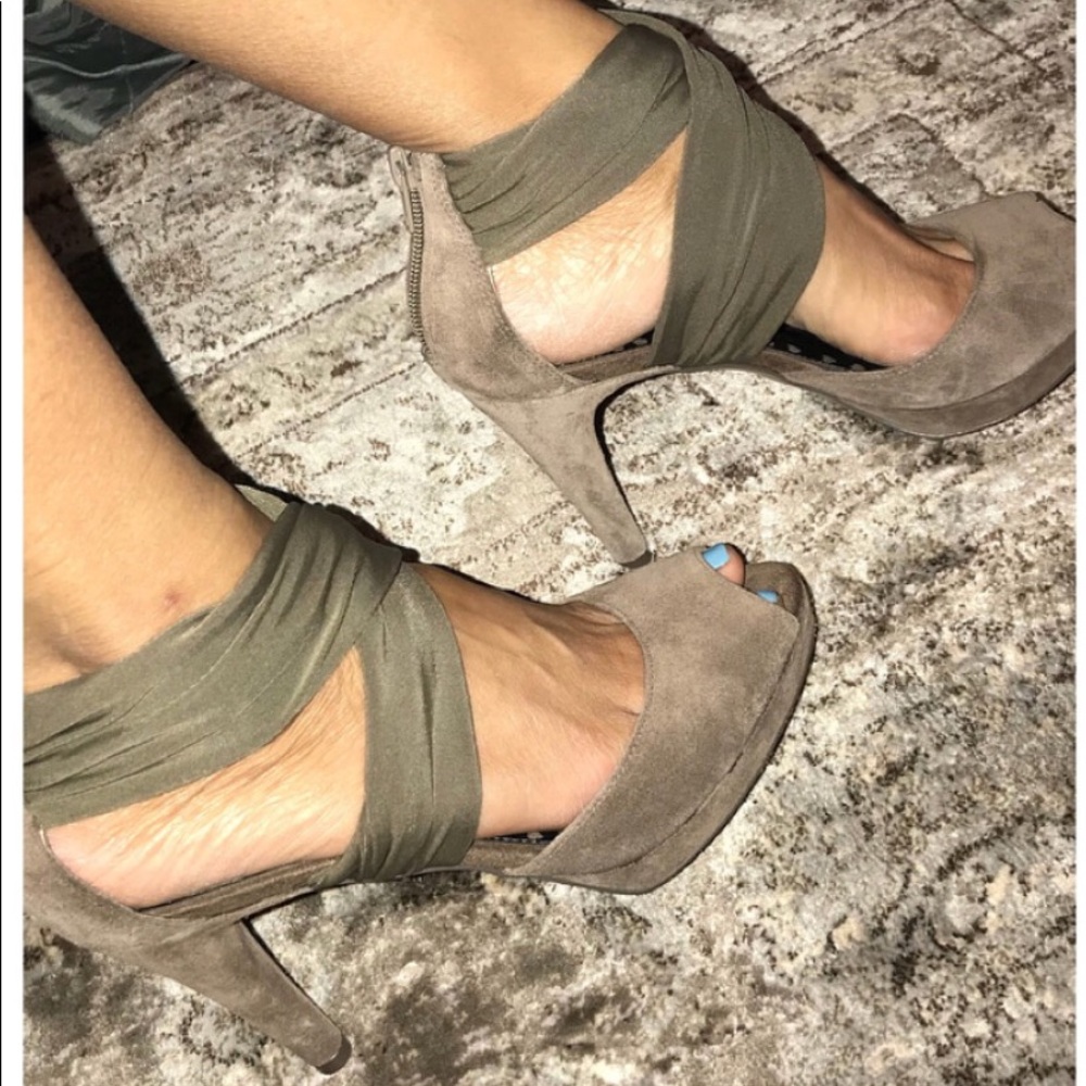 Suede/silk heels